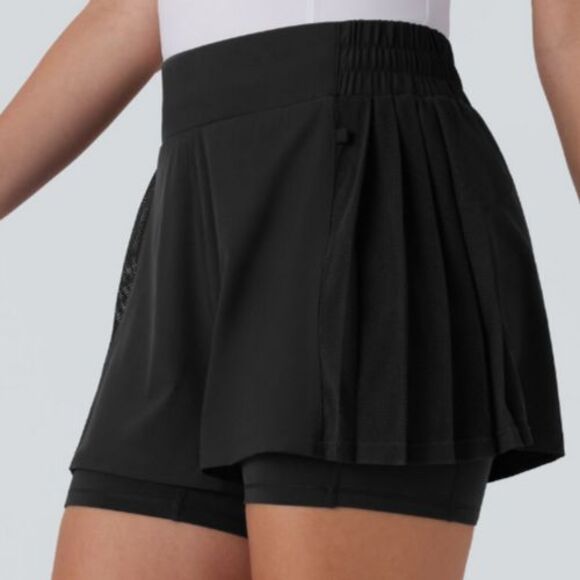 Halara Breezeful Contrast Mesh Pleated 2-in-1 Quick Dry Golf Shorts Sz Small - Picture 12 of 13